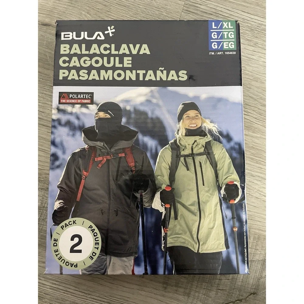 BULA Covertible Balaclava Ski Mask Winter Face Cover, Black, 2 Pack - Picture 2 of 6